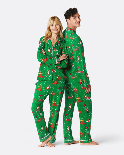 Women's Reindeer Christmas Pajama Set - Flannel Comfort for Holidays