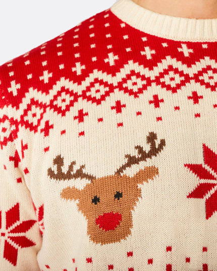 Matching Family Christmas Sweaters - Red Retro Reindeer