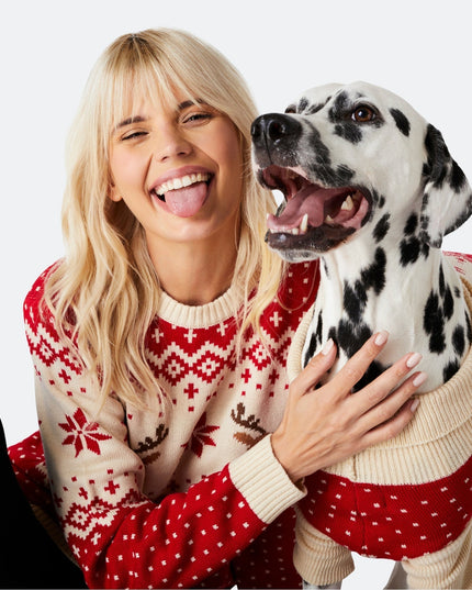 Suéter retro de reno rojo para mujeres para alegría festiva