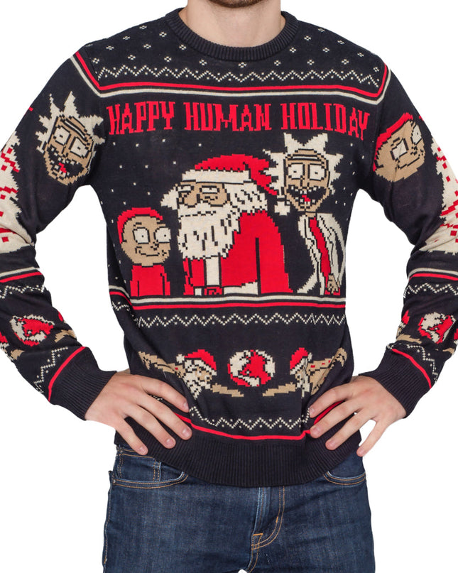 Rick and Morty Happy Human Holiday Ugly Christmas Sweater