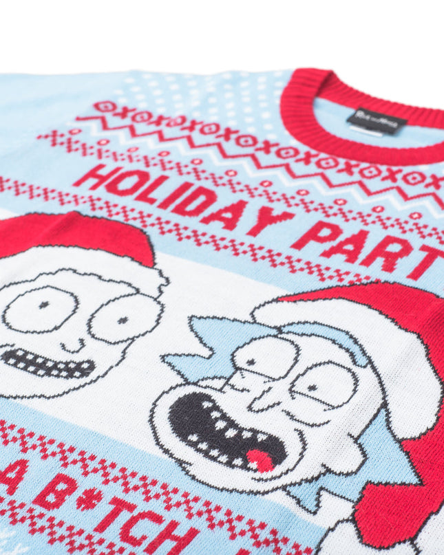 Rick and Morty Light Blue Holiday Party Ugly Christmas Sweater