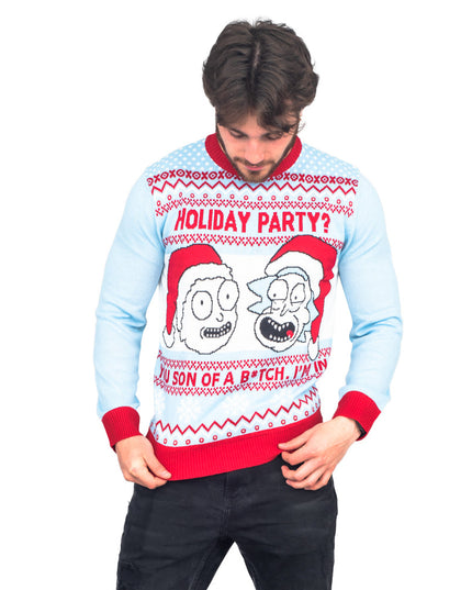 Rick y Morty Jersey de Navidad Feo Fiesta Azul Claro