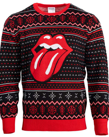 Suéter feo de Navidad de Rolling Stones con labios y lengua
