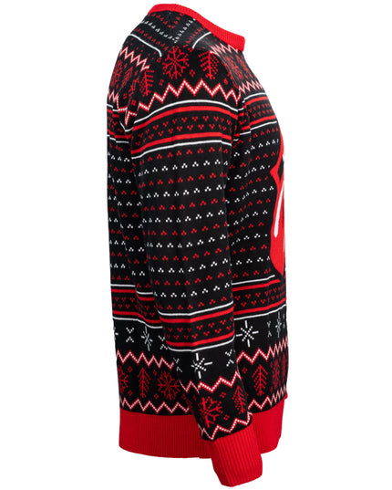 Suéter feo de Navidad de Rolling Stones con labios y lengua