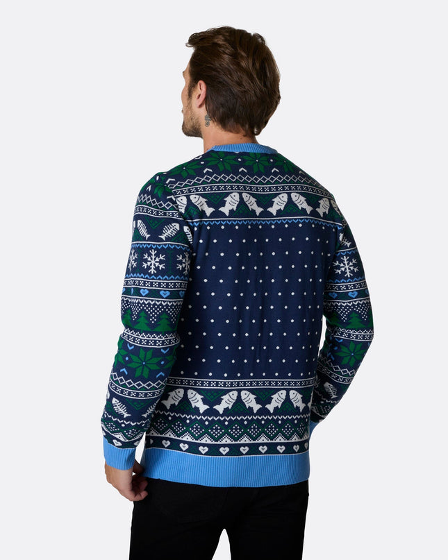 Men's Three Wise Fish Christmas Sweater