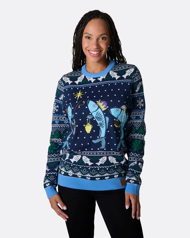 Women's Three Wise Fish Christmas Sweater