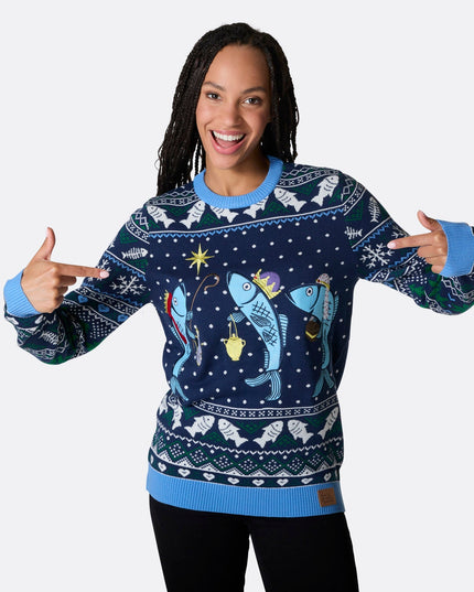 Women's Three Wise Fish Christmas Sweater