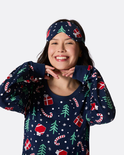 Blue Christmas Pattern Sleep Mask