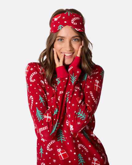 Red Christmas Pattern Sleep Mask