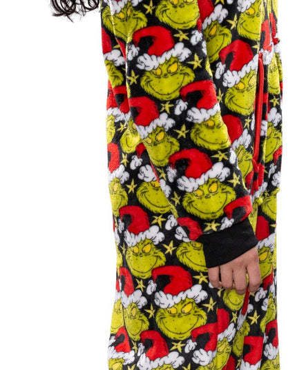 Grinch with Santa Hat Pajama Jumpsuit for Men and Women