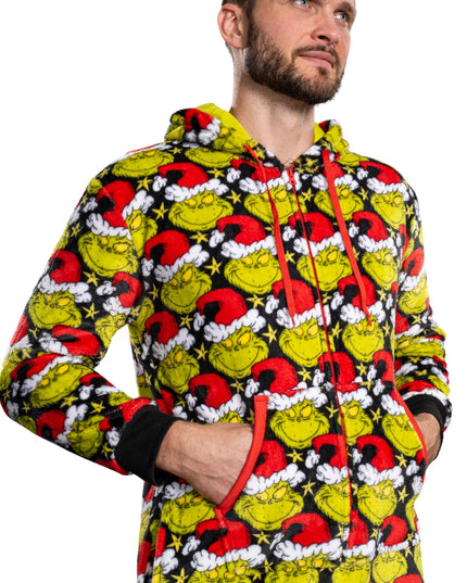 Mono de Pijama con Sombrero de Santa Grinch para Hombres y Mujeres