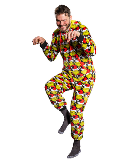 Mono de Pijama con Sombrero de Santa Grinch para Hombres y Mujeres
