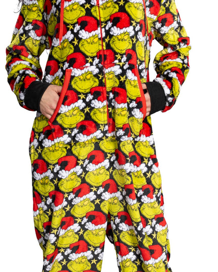 Mono de Pijama con Sombrero de Santa Grinch para Hombres y Mujeres