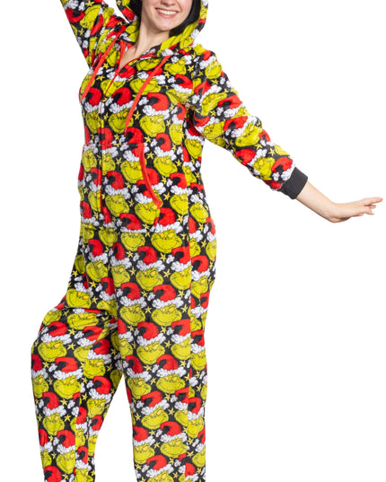 Mono de Pijama con Sombrero de Santa Grinch para Hombres y Mujeres
