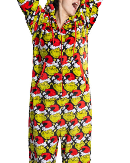 Mono de Pijama con Sombrero de Santa Grinch para Hombres y Mujeres