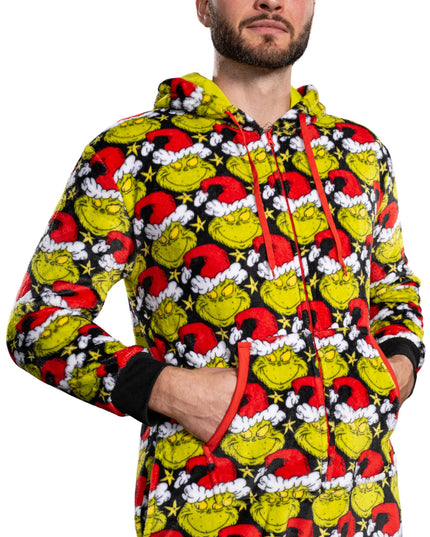 Mono de Pijama con Sombrero de Santa Grinch para Hombres y Mujeres