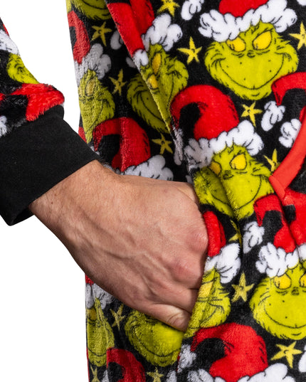 Grinch with Santa Hat Pajama Jumpsuit for Men and Women