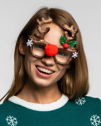 Shiny Reindeer Glasses for Holiday Celebrations