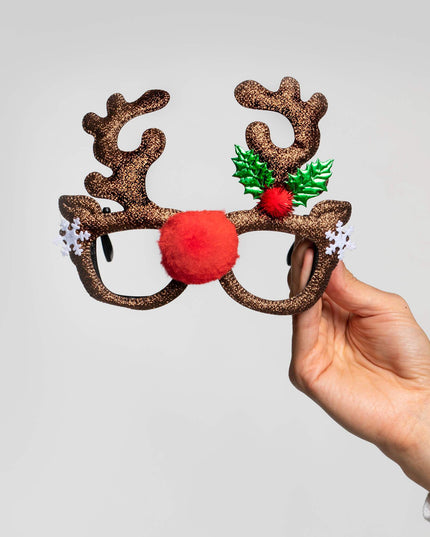Shiny Reindeer Glasses for Holiday Celebrations