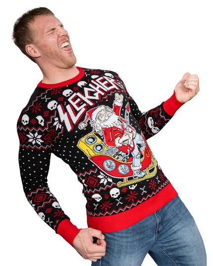 Rock and Roll Julemand Guitar Sleigh Grimme Sweater