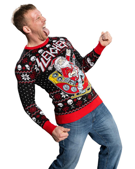 Rock and Roll Julemand Guitar Sleigh Grimme Sweater