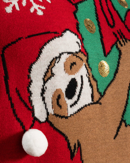 Hanging Sloth on Christmas Ornament Wreath Ugly Sweater