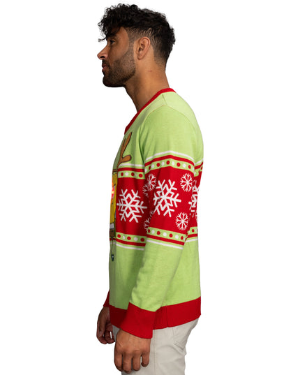 Spongebob LED Reindeer Nose Ugly Christmas Sweater