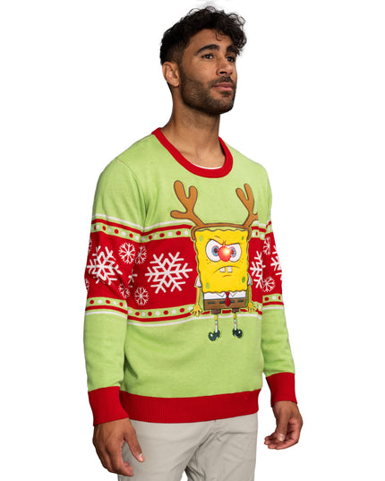 Spongebob LED Reindeer Nose Ugly Christmas Sweater