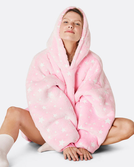 Glødende Stjerner Pink HappyHoodie