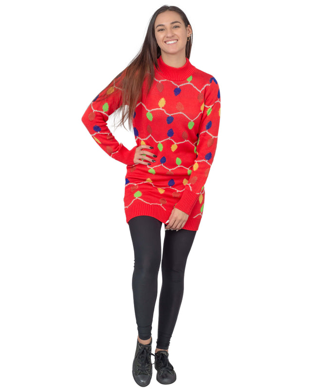String Lights Women's Christmas Sweater Dress