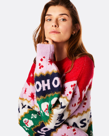 Suéter navideño rayado oversized para mujeres para un ambiente acogedor