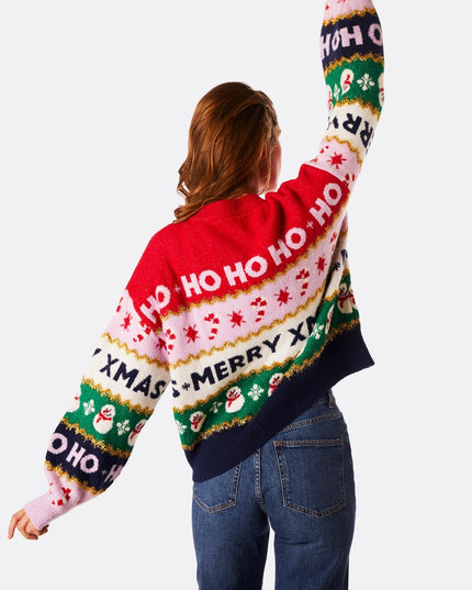 Suéter navideño rayado oversized para mujeres para un ambiente acogedor