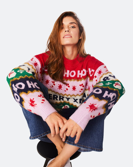 Suéter navideño rayado oversized para mujeres para un ambiente acogedor