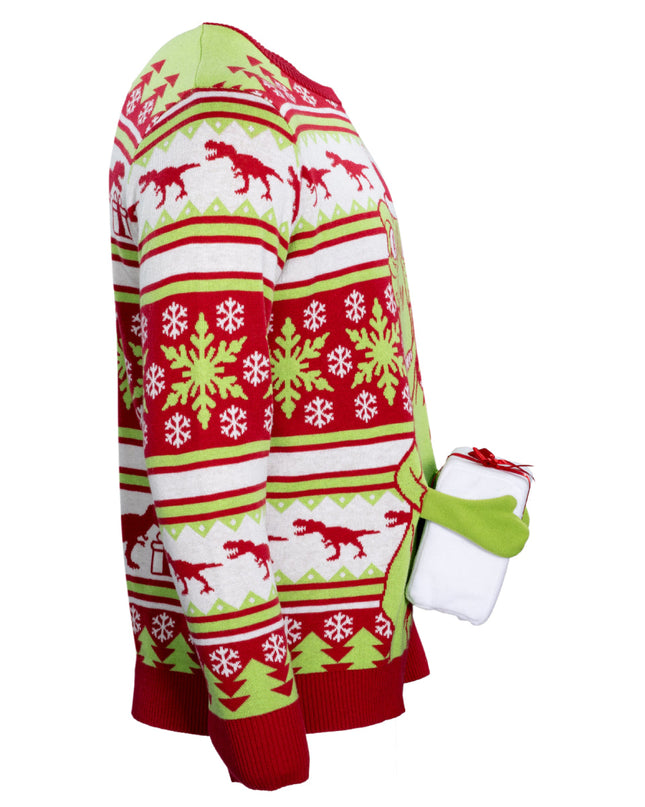 T-Rex Santa Hat 3D Flappy Sweater