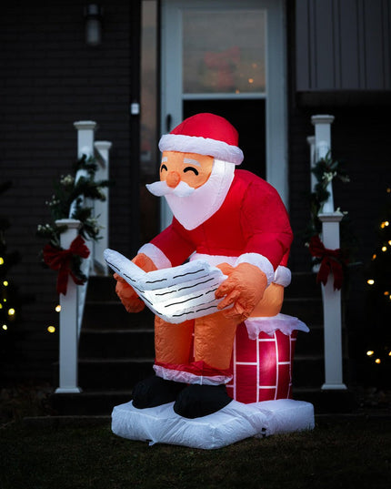 Santa's Log on the Fire Christmas Inflatable Decoration