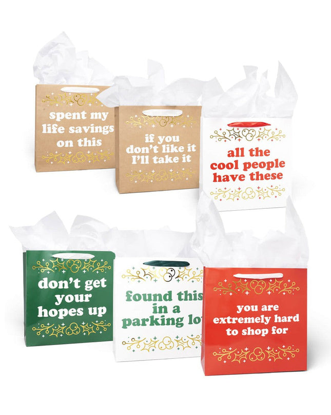 Sleigh Bells and Sass Gift Bags - Set of 6