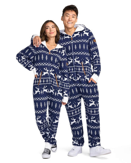 Women's Navy Fair Isle Knit Jumpsuit