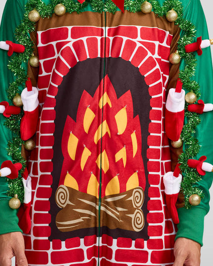 Men's Festive Fireplace Light Up Jumpsuit