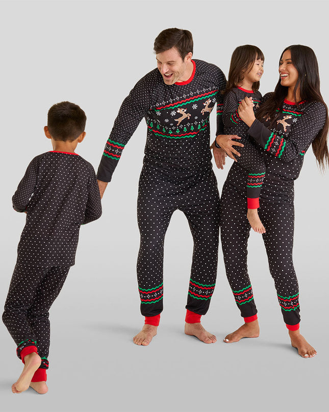 Toddler Girl's Fair Isle Rudolph Crew Neck Pajama Set