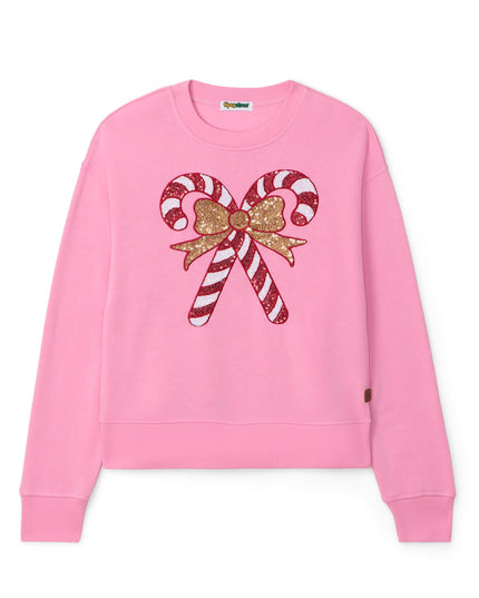 Kvinders Pink Paillet Slikkepind Sweatshirt