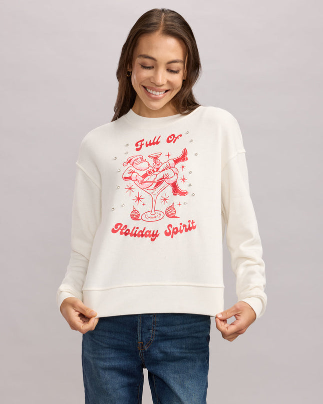 Kvinders Full of Holiday Spirit Rhinestone Pyntet Sweatshirt