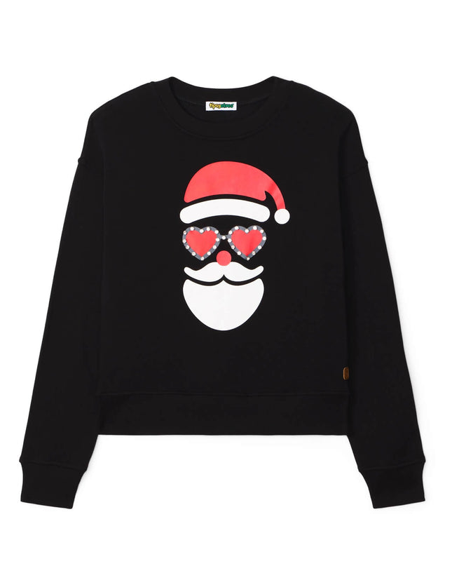 Kvinders Shimmering Santa Rhinestone Pyntet Sweatshirt