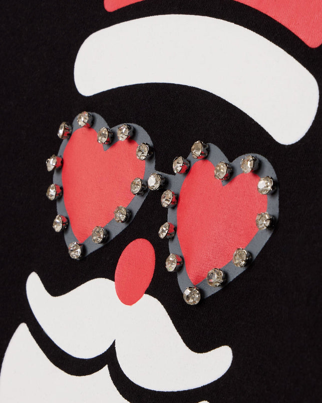 Kvinders Shimmering Santa Rhinestone Pyntet Sweatshirt