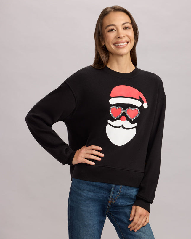 Kvinders Shimmering Santa Rhinestone Pyntet Sweatshirt
