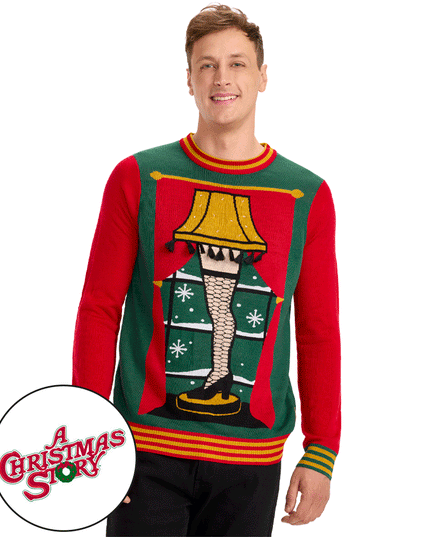 Men's Christmas Story Leg Lamp Light Up Ugly Christmas Sweater