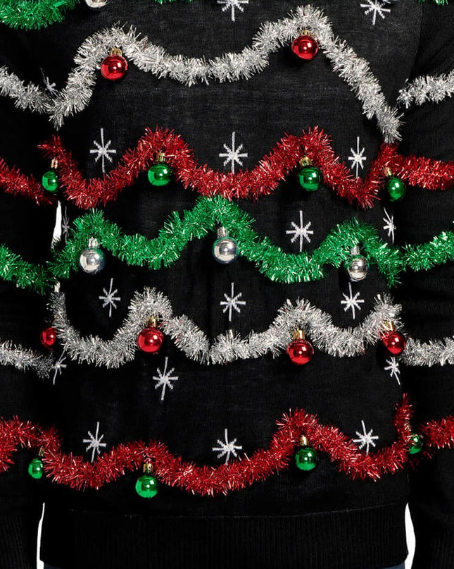 Mænds Midnight Garland Lysende Grimasse Juletrøje