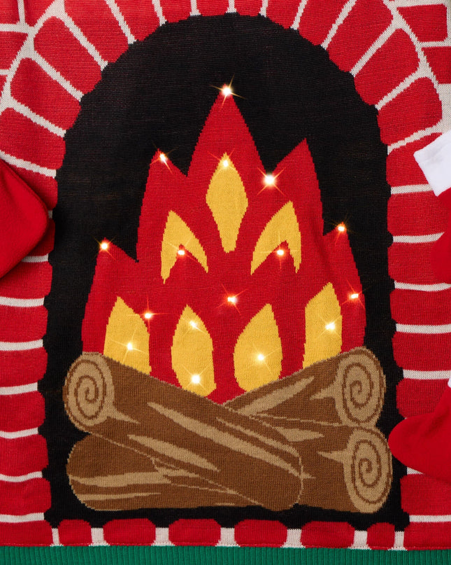 Herres Festive Fireplace Light Up Ugly Juletrøje