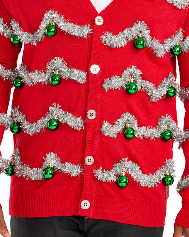 Men's Tinsel Christmas Cardigan Sweater