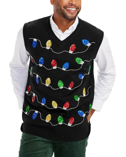 Men's Sequin Tangle Wrangler Ugly Christmas Sweater Vest