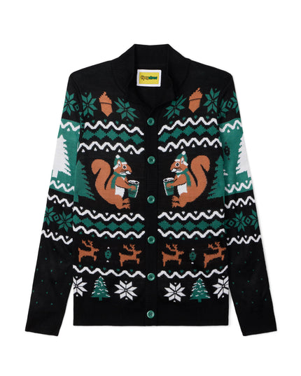 Men's Nutty Noel Ugly Christmas Cardigan Sweater